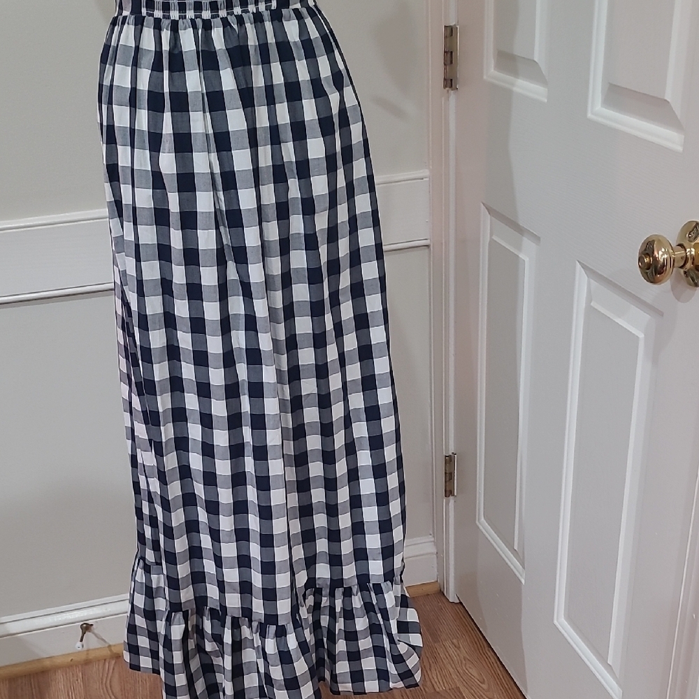 J. Crew Navy and White Gingham Maxi Dress - Picture 8 of 9